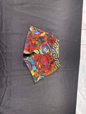 Versace Kids Multicolor Barocco Mosaic Print Cotton Shorts with Greek Key Waistb